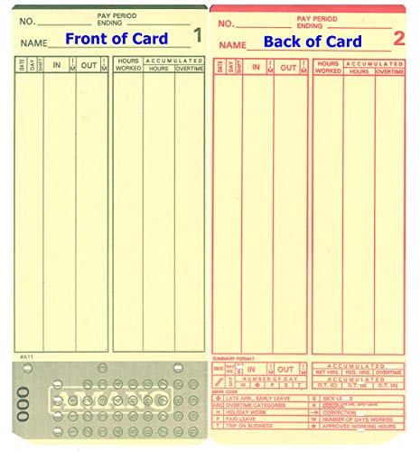 Compumatic Time Cards for Amano MJR-7000 & MJR-8000 Clocks, 1000 Pack