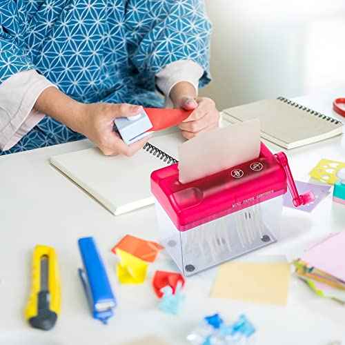 2 Pcs Manual Paper Shredder Mini Hand Shredder Portable Shredder A6 Documents Paper Cutting Tool Mini Cutting Machine Small Desktop Stationery Paper Cutter with 1.5L Basket for Office School Home