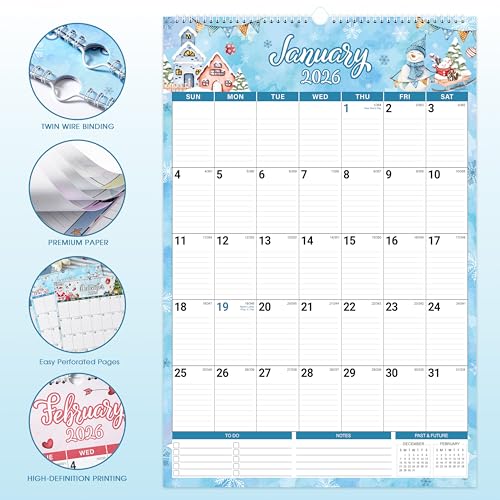 2026 Wall Calendar - 2026 Large Wall Calendar, Jan. 2026 - Dec. 2026, 15.4'' x 23'', Big Calendars 2026, 24-Month Paper Hanging Planner Wall with Julian Date for Office Home Planning & Organizing - 12 Different Themes