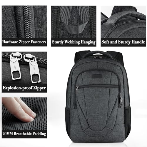 BIKROD 17.3 Inch Water-Resistant Laptop Backpack for Teens & Adults, Black
