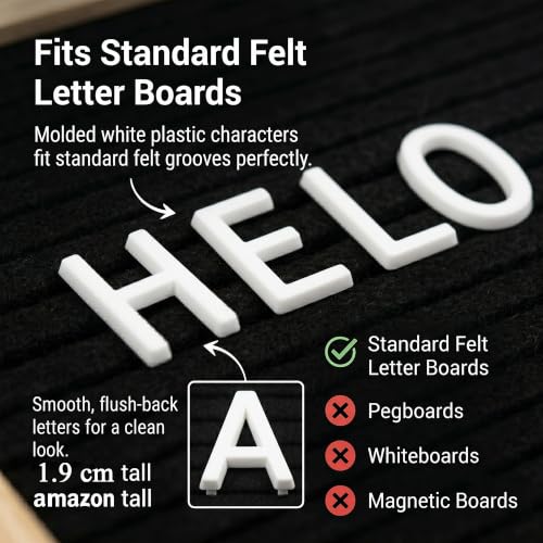 White Precut Felt Letter Board Letters 0.75 Inch Set of 394 - C CRYSTAL LEMON, White / 3/4 inch