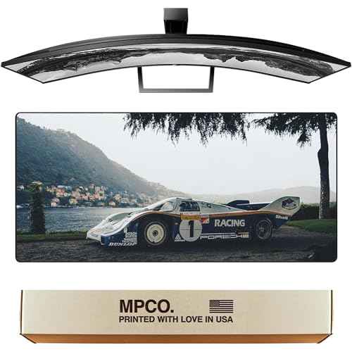 MPCO. Racing Series Large Gaming Desk Pad - 36" x 17" Duraglyde Fabric Porsche-956 Desk Mats - Non-Slip, Washable, Smooth Glide for Precision Gaming & Work