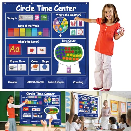 Classroom Circle Time Pocket Chart with Calendar & Weather Learning Center