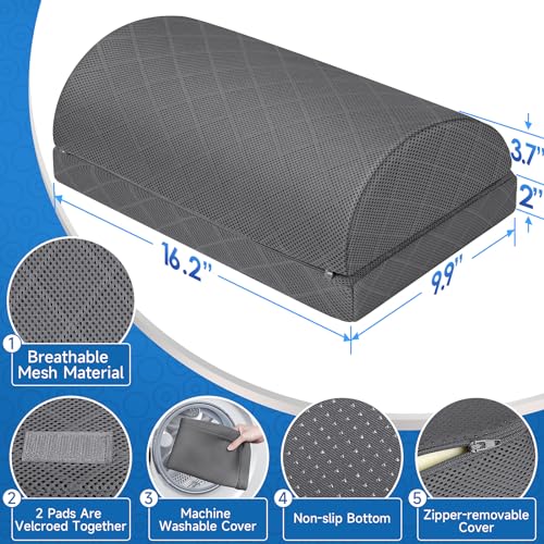 CushZone Grey Foot Rest Under Desk, Adjustable 2-Piece Ergonomic Support