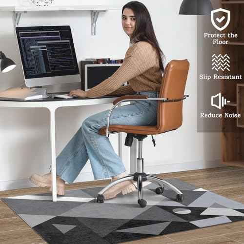 Office Chair Mat for Hardwood & Tile Floor 36"x48",Modern Boho Modern Computer Chair Mat for Rolling Chairs Carpet,Geometric Under Desk Non Slip Gaming Rug, Low-Pile Rubber Backing Large Protector Mat