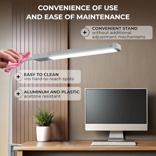 LK LISA KON LED Desk Lamps for Home Office, Eye-Caring Desk Light, Economic Nail Lamp for Desk, Dimmable Table Lamp, Reading lamp with Strong Fastening and Clamp