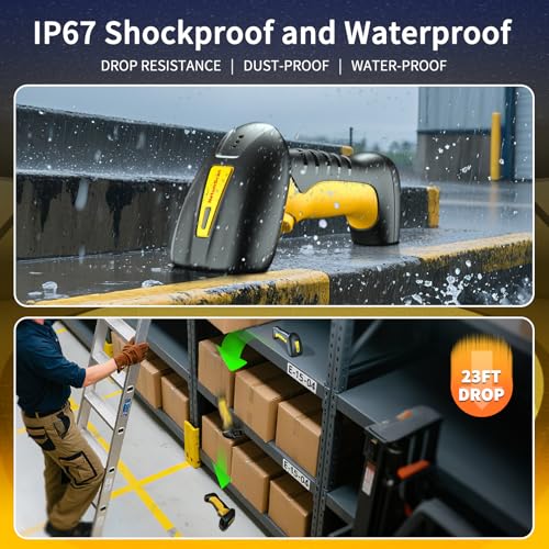NetumScan RD-1288(NS) Industrial Waterproof Bluetooth QR Barcode Scanner - Model NSRS-1200, 7M Drop-Proof, Wireless Charging Stand
