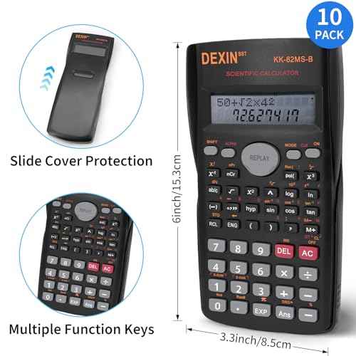 10 Pack Engineering Scientific Calculators, 2-Line Display Function Calculator, Math Calculator Ideal for Student Teacher Middle School, College and Offices