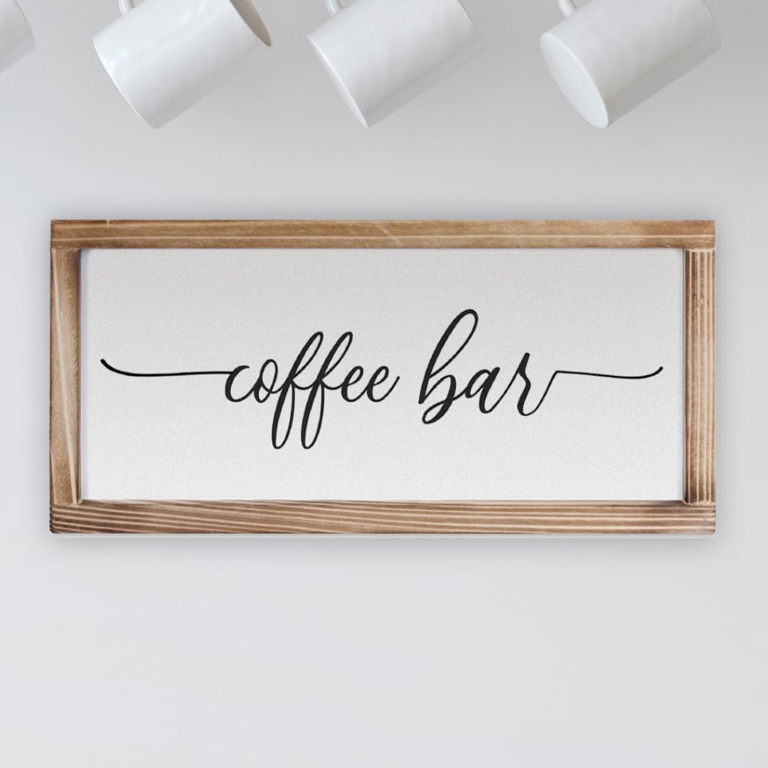Coffee Bar Sign Decor 8x17 Inch, Coffee Sign Decor, Wooden Kitchen Wall Art