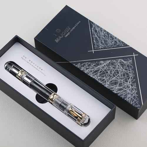 Majohn C5 Vacuum Fountain Pen Medium Nib, Large Capacity Transparent Acrylic Writing Gift Pen