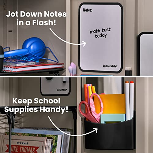 LockerMate Black Locker Organizer Kit with Shelf, Mirror & Accessories
