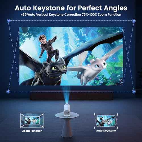 Mini Portable Projector with WiFi and Bluetooth,Support Movie Projector 1080P HD,Auto Keystone Correction,180¡Æ Rotatable,Compatible with TV Stick, HDMI, USB, Smartphone, Laptop (White 1)