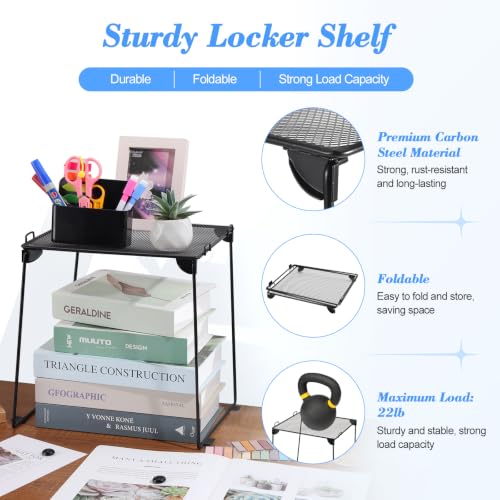Fippy Black Locker Organizer Kit with Shelf, Magnetic Mirror & Whiteboard