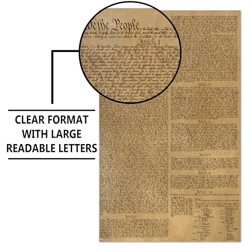 American Founding documents Laminated 3 pack EXTRA LARGE: US Constitution, Declaration of Independence and Bill of Rights reproduction NOW with BIGGER clearer Letters Young N Refined
