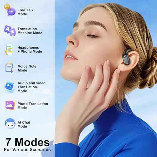AI Translation Earbuds Real Time 164 Languages & Accents, Audifonos Traductores Ingl?s Espa?ol, IPX7 Waterproof & 10-Min Fast Charge, Bluetooth 5.4 Open-Ear Translator Earbuds for iOS/Android