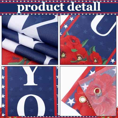3 Pcs Veterans Day Porch Banners Thank You Banner 4th of July Patriotic Independence Day Backdrop Thank You Veterans Backdrop Blue Veteran's Fence Banner Decorations for Party