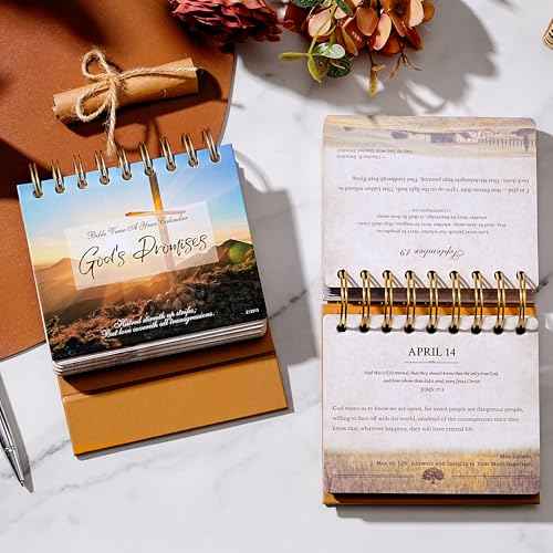 Desk Calendar - Bible Verse Desk Calendar Flip, 4.9" x 4.5", Undated Daily Bible Calendar, Perpetual Calendar, 366 Days of Inspirational Quotes