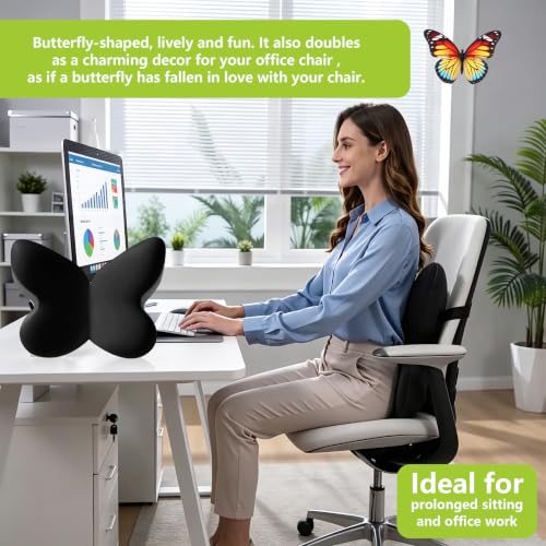 FoKon Memory Foam Lumbar Support Pillow - Black, Ergonomic Back Cushion for Office, Desk, Gaming Chair & Car