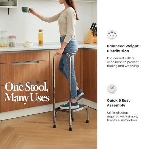 Adults Step Stool with Handle for Bedroom Kitchen Bathroom Use