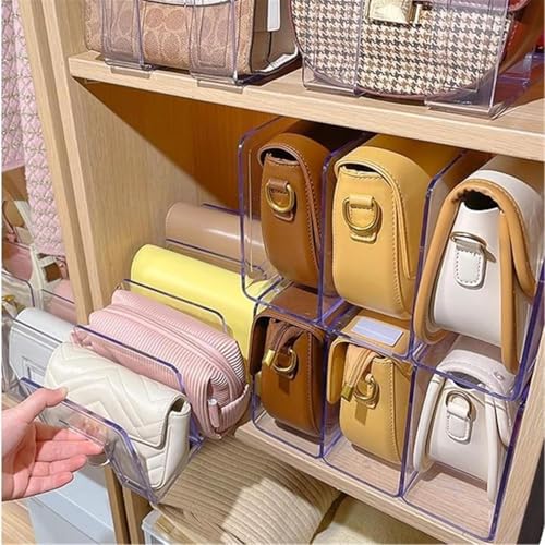 YAGELI Clear Acrylic Purse Organizer 2-Pack with 3 Compartments, Fits Clutches & Handbags