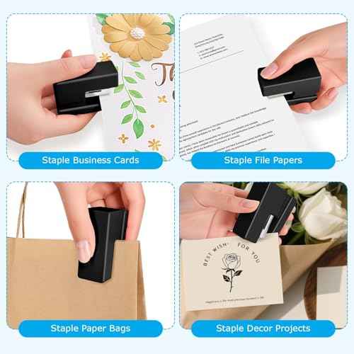 Mini Stapler - Small Cute Desk Staplers - 25 Sheet Capacity with 830 Staples and Staple Remover, Desktop Stapler for Office, School, Home, Black
