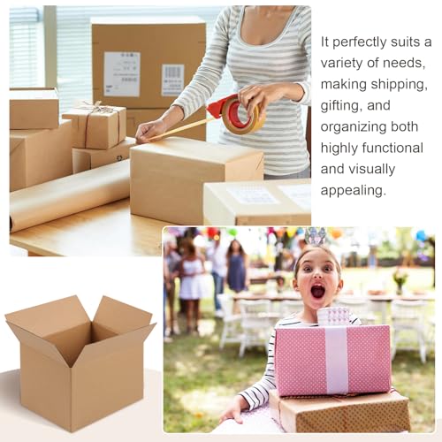HANWRAPS Brown 4x4x4 Inches Small Shipping Boxes - 4 Pack, Corrugated Cardboard Packaging for Gifts & Mailing