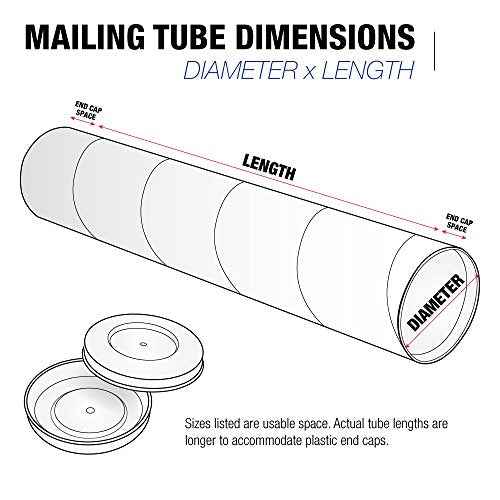 Tape Logic TLP3015W Mailing Tubes with Caps, 3" x 15", White (Pack of 24)
