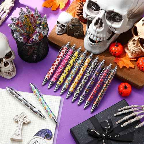 150 Pcs Halloween Pens Bulk Ghost Holiday Novelty Pens 0.5 mm Retractable Black Ink Decorative for Office School Party Favor Supplies Women Gift
