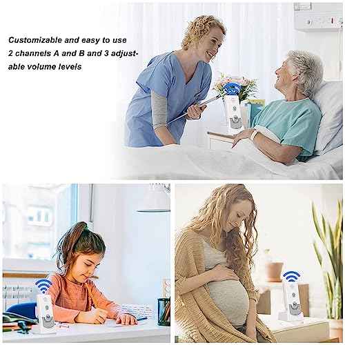 2 Way Talk Doorbell Voice Intercom, Home Caregiver Pager Intercom Super Long Range 1000ft Intercomunicador Indoor Outdoor System for Home Hospital Office (White)