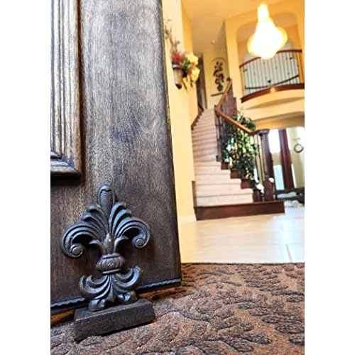 Lulu Decor, Cast Iron Fleur De Lis Door Stop, Royal Door Stopper in Antique Black Finish, 4lbs 1oz
