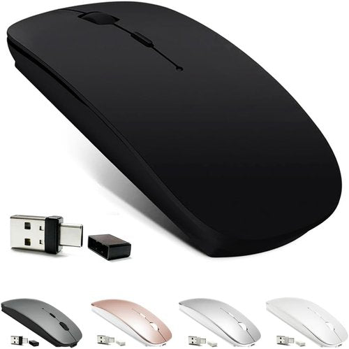 KLO Wireless Bluetooth Mouse - Rechargeable 5.2/3.0 with Type-C & USB - Compatible with MacBook & iPad (Black)
