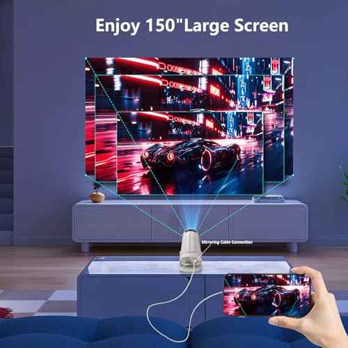 Wireless Mini Projector with WIFI, 4K 1080P Support Portable Projector 180¡Æ Rotatable. 17"-130" Screen Movie Projector. Compatible for Smartphone, Laptop, PC