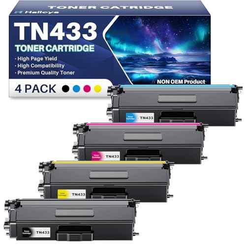 TN433 TN-433 Toner Cartridge Replacement Compatible for TN 433 TN-431 Work for MFC-L8610CDW MFC-L8900CDW HL-L9310CDW HL-L8260CDW HL-L8360CDW Printer(4 Pack,Black Cyan Magenta Yellow)