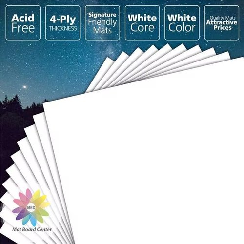 Mat Board Center | Pack of 10 Acid-Free 18x24 White Uncut Mat Boards for Frames & Photos