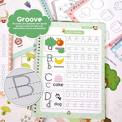 Big Tree 6-Pack Reusable Handwriting Practice Copybooks for Children with Magic Ink & Templates