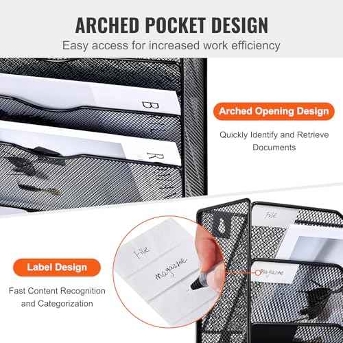 VEVOR Hanging Wall Files Organizer, 2 Pack 10-Tier Vertical Wall File Holder, Metal Wall Mounted Magazine Mail Paper Document Storage Folder for Office Home & School