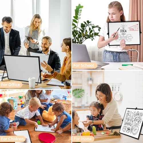 EOOUT White Board Dry Erase with Stand, 12"X16" Double-Sided Desktop Board Magnetic Small Whiteboard Easel for Kids, Students Drawing Memo to Do List Wall Desk School