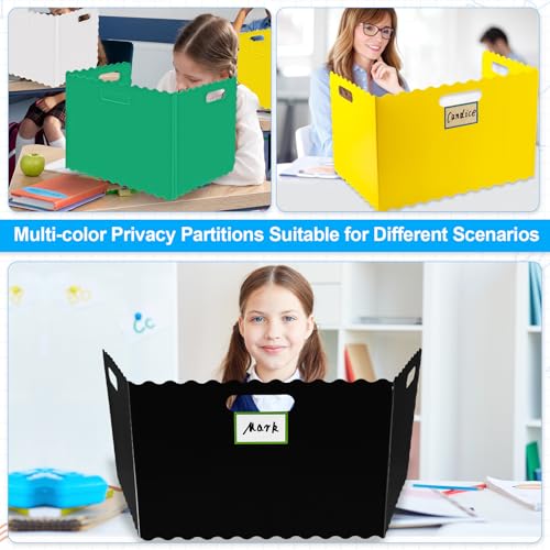 24 Pack Desk Dividers for Students, 6 Colors Privacy Folders for Students desks 16.93x13.4x12in Testing Dividers Includes Labels for Classroom Students