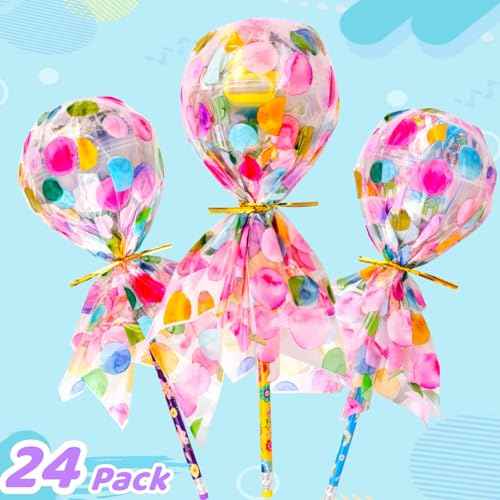 Giant Lollipop Birthday Goodie Bags, 24 Pack Lollipop Return Gifts for Birthday Party ? Fun Goodie Bags Classroom Rewards Students Gifts Class Prizes