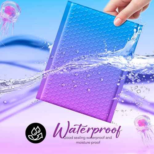 Fuxury Cute Design Bubble Mailers 6x10" 100 Pack Opaque Padded Envelopes Usable Size 6x9" Self Seal Pattern Shipping Envelopes for Mailing Jewelry Makeup Cards #0 Thick Bubble Padded Mailer BluePurple