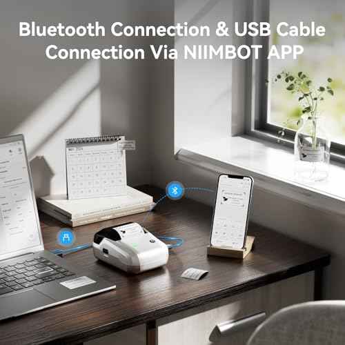 NIIMBOT B1 Label Maker with Tapes, 2 Inch Portable Thermal Label Printer for Home School Office Small Business, Address, Bakery, Crafts, Retail, Support Smartphones & PC, Silver