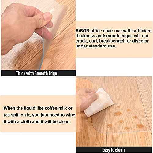 AiBOB 2 Pack Office Chair Mat for Hardwood Floor, 36 X 48 inches, Hard Floor Chair Mats Under Computer Desk, Easy Glide for Rolling Chairs, No Curling