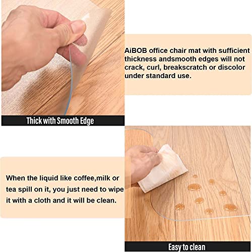 AiBOB Office Chair Mat for Hardwood Floor, 45 X 53 inches, Hard Floor Chair Mats Under Computer Desk, Easy Glide for Rolling Chairs, No Curling