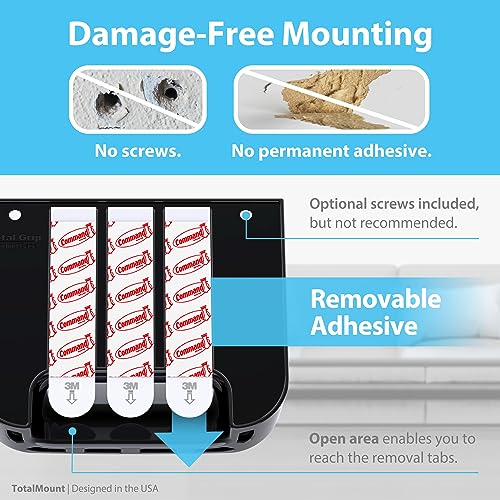TotalMount Hole-Free Remote Holder ? Eliminates Need to Drill Holes in Your Wall (for 2 or 3 Remote Controls ? Black ? Quantity 1)