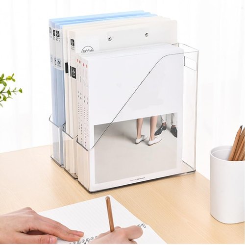 Voittozege 6 Pack Clear Acrylic Magazine File Holder, Acrylic Vertical File Organizer File Folder Bin Storage File Folder Rack Clear Plastic File Folder Organizer for Home Office Space