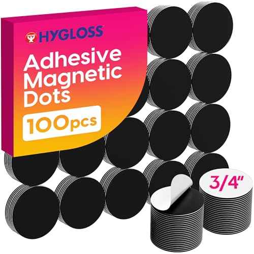 Hygloss 100 Pcs Magnetic Dots with Adhesive Backing ? 3/4-Inch Round Sticky Magnet Dots ? Small Magnets for Crafts ? Thin Flat Circle Magnetic Stickers for Fridge, Classroom, Whiteboard, Pictures