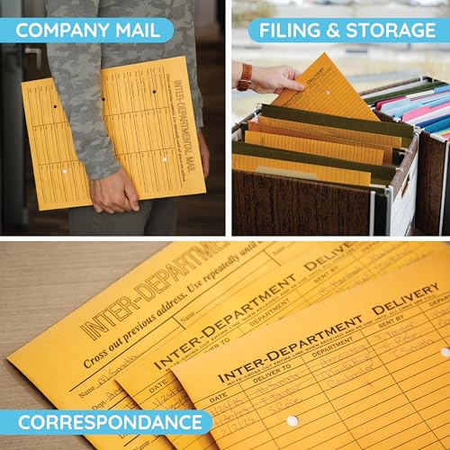 25 Pack 12x16 Interoffice Envelopes with String & Button Closure