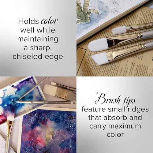 Silver Brush Limited GP-1078 Grand Prix Multi-Shape Set, 4pc Premium Long Handle Painting Set with Natural Hog Bristles, Round, Flat, Bright, and Filbert Brushes for Oil, Acrylic, Gouache, or Casein