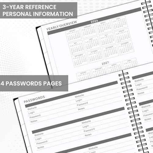 2026 Monthly Planner - JAN 2026 - DEC 2026 Planner/Calendar,12 Monthly Planner with Contacts & Passwords, 8.5" x 11" Planners 2026, Colorful Tabs, Thick Paper, Black