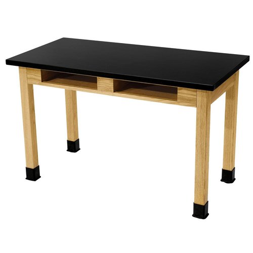 National Public Seating NPS 24x54 Modern Ash Wood Science Lab Table with Chem-Res Top in Black